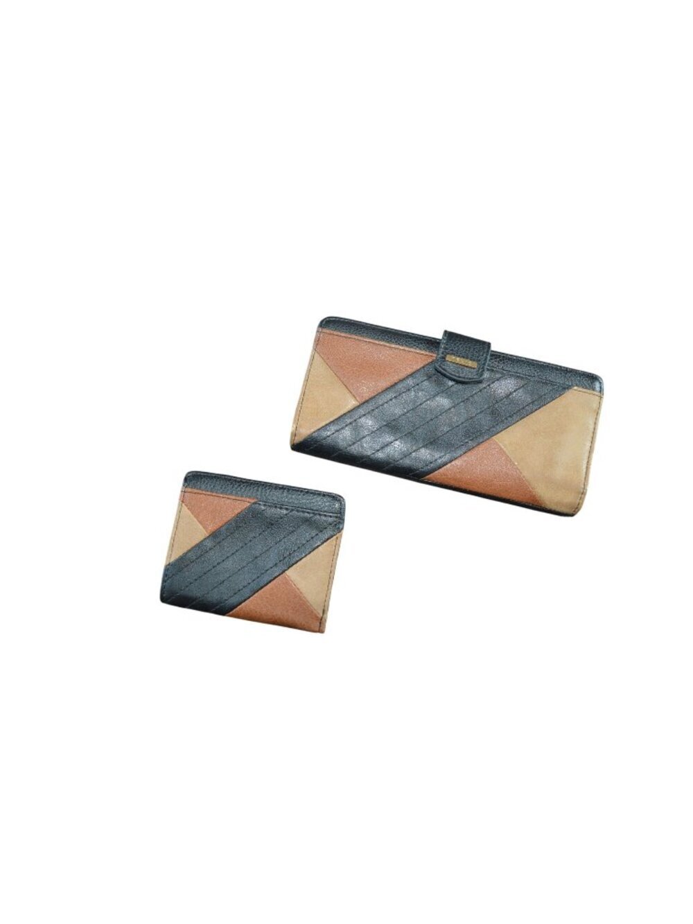 Relic Faux Leather Patchwork Bifold Wallet Set 2 Pieces Snap Closure Bohemian